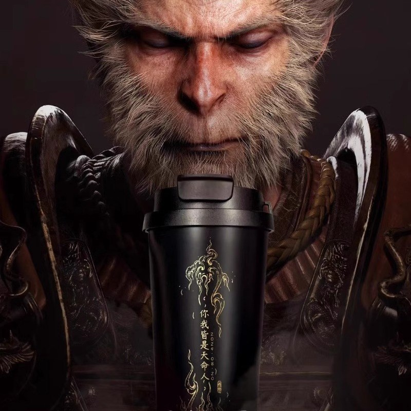 速发黑值话悟神保温杯带提绳随手杯咖啡杯高颜空水杯