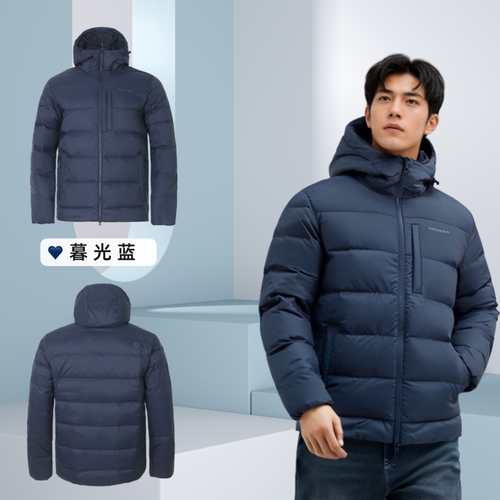 男短款连帽防水加厚保暖羽绒服