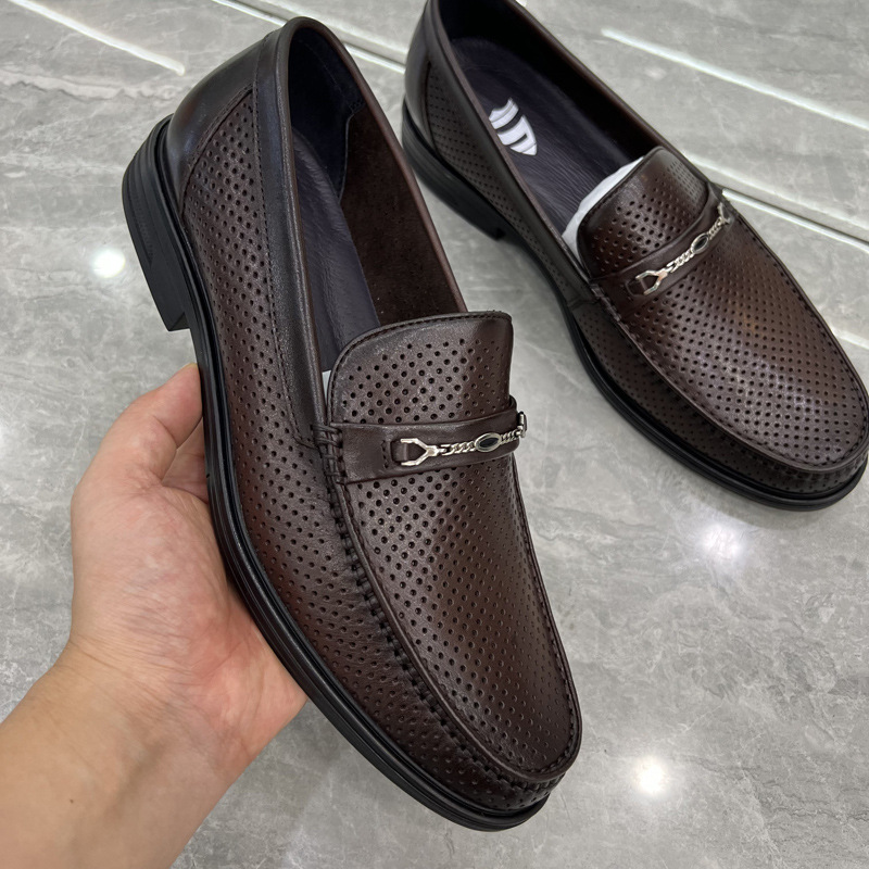 欧洲站男士软底镂空皮鞋凉鞋打孔网眼夏季男鞋真皮透气牛皮休闲洞