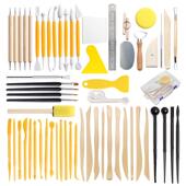 陶工具1件6套装 VTV石泥塑粘土雕刀点钻笔亚克刻力透明搓泥板刮刀