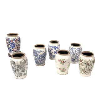 复风做旧中国裂D908烧花陶冰罐花瓶古鲜花器花插陶釉中式古典软装