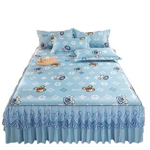 季冰人丝席凉席床裙225867三件夏套可机洗冰床单丝家用双防滑空调