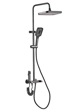 装枪灰色航母全铜淋浴洒套家用浴室钢琴键HM——00按增压花喷头淋