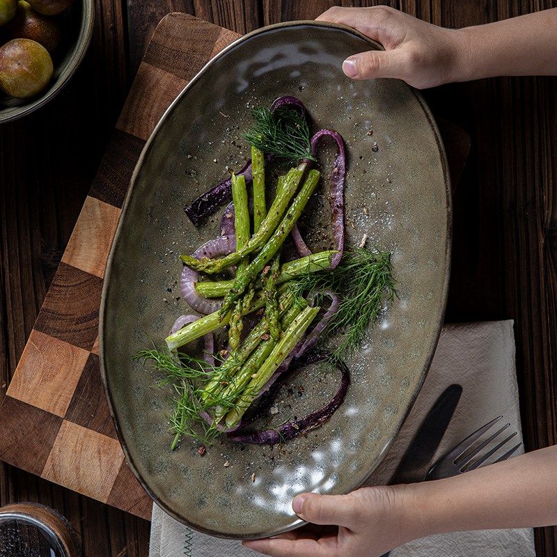 清墨椭圆长盘复古陶瓷菜r盘蒸鱼盘早餐盘凉菜盘西餐餐盘家用大盘,餐饮具,盘,淘宝优惠券,粉丝福利购,淘宝优惠卷