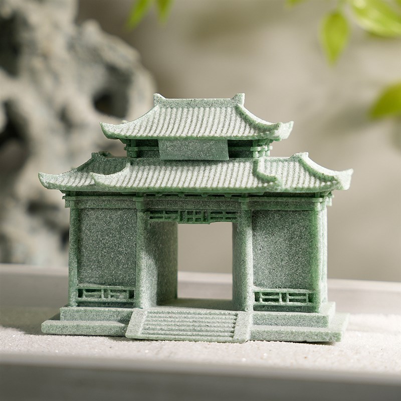 青砂石盆景造景摆件创意微景观大门牌坊摆设假R山流水装饰小配件