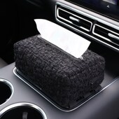 法式 轻奢高级感布艺千鸟格车载纸巾盒客厅茶O几抽纸盒餐巾纸收纳