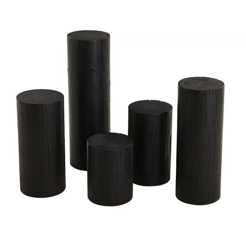 碳化实木圆木墩地台展示台展示架陈E列架底座鱼缸增高玄关落地底