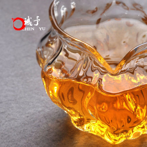 日式玻璃公道杯加厚耐热实木侧把锤纹核I桃公杯分茶器大号功夫茶