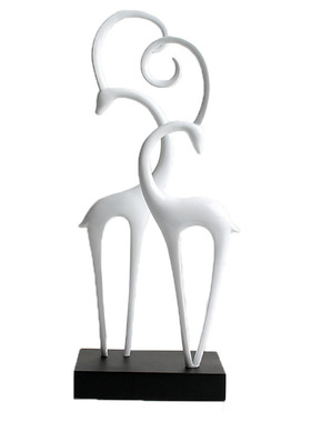 树脂工艺品结婚情侣鹿摆件u 喜庆大红色装饰桌面客厅简约家居饰品