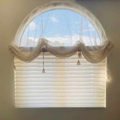 日式亚麻提拉帘弧形拱形门帘复古罗E马帘魔术贴半帘系带升降帘隔