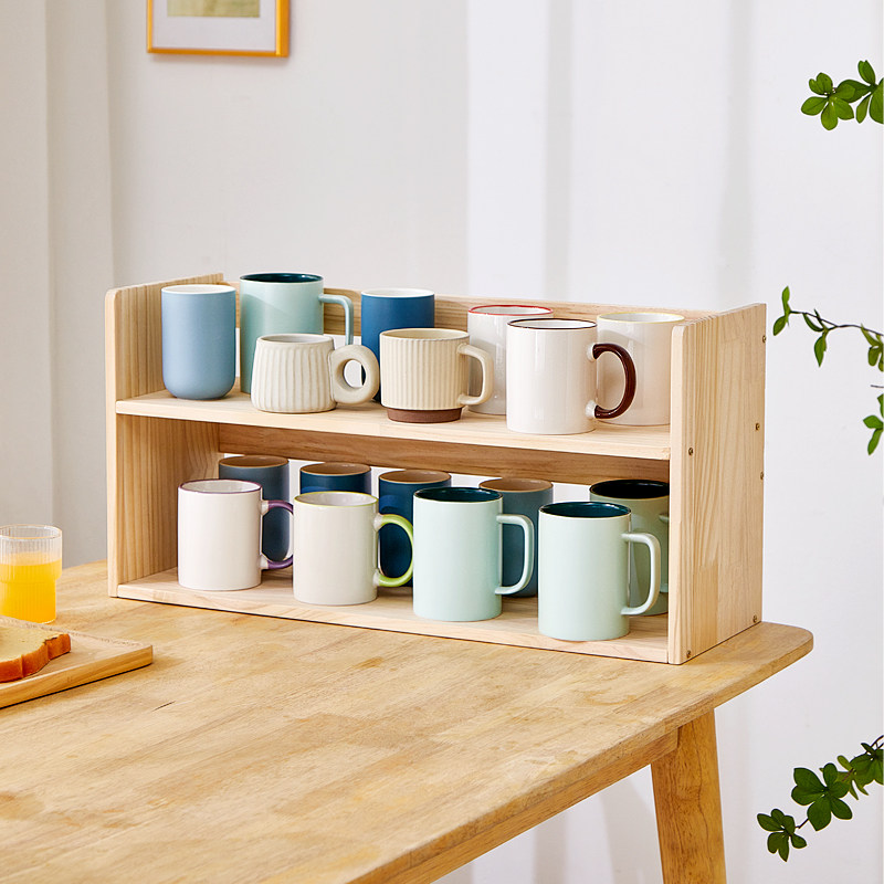 实木杯子收纳架桌面置物架马克杯咖F啡杯架子家用木质玻璃茶杯杯