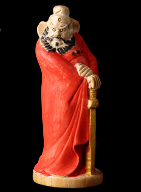 桃木雕刻手工描朱砂天师钟馗木雕B摆件手把件手办汽车摆件桌面摆