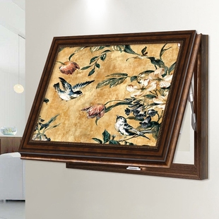 客厅餐厅玄关遮挡配电柜隐形装饰画美式静物推P拉横版电表箱导轨