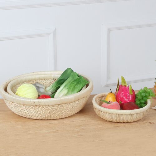 柳编笸箩筐馒头筐馍筐针线笸箩家用厨房桌L面收纳食品水果手工藤