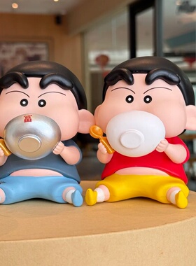 卡通蜡笔小新干饭公仔PVC动漫角色质装饰品摆件可爱桌面潮玩手办