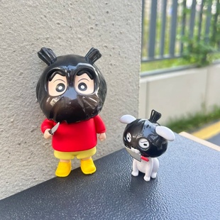 打劫蜡笔小新手办抢劫小白桌面摆件搞怪公仔小偷阿呆潮玩周边礼物