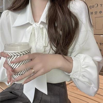 法式蝴蝶结衬衫女设计感小众2025新款秋冬别致高级感内搭长袖上衣