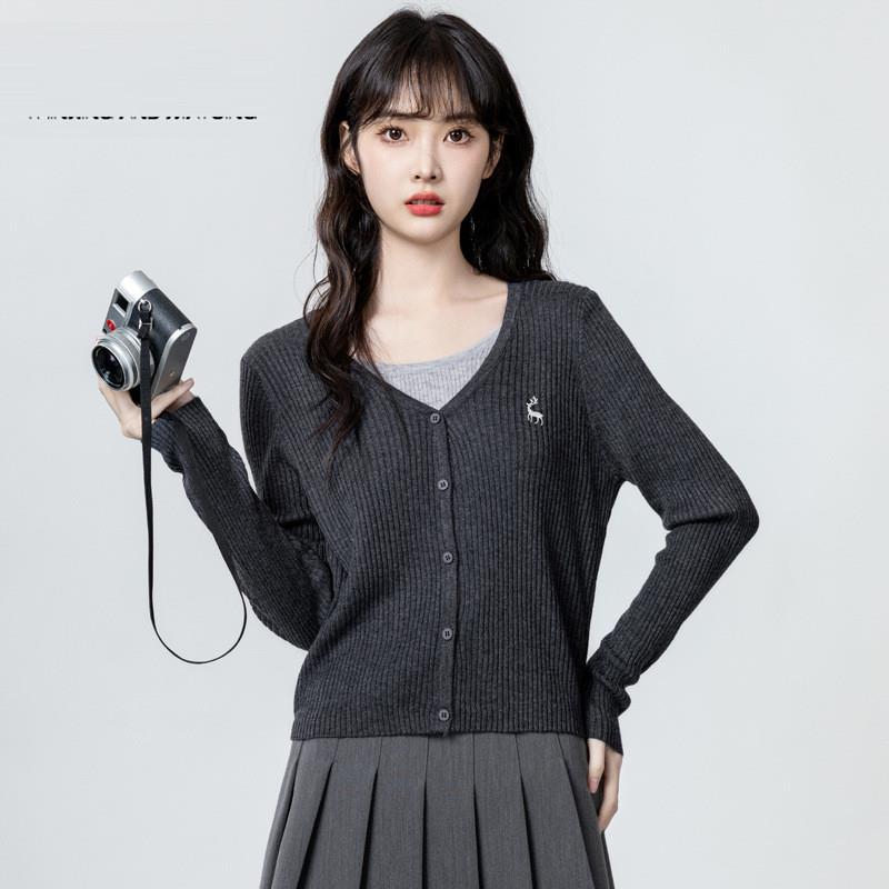 韩系通勤拼接假两件针织上衣女春秋冬季设计感小众内搭气质打底衫