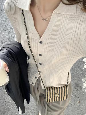 韩版针织衫2025秋季新款开衫女纽扣毛衣外套修身学生上衣长袖外搭