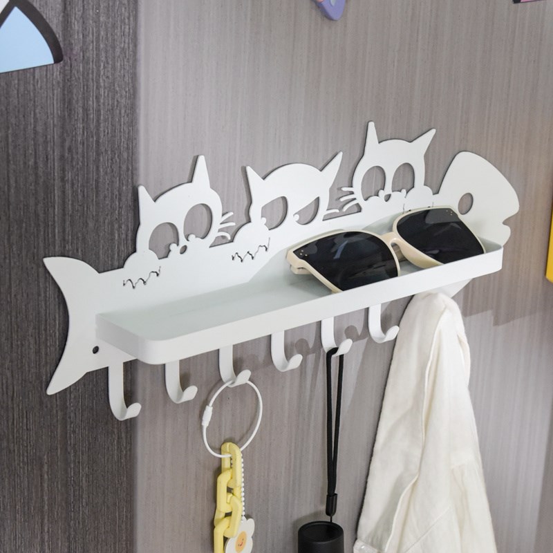 磁吸门后猫咪挂钩金属o连一排防盗门背上置物架入户门口磁铁挂衣