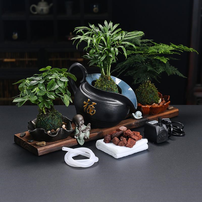 生态缸古法鱼缸陶瓷罐开口循x环流水配件庭院花园造景循环过滤摆