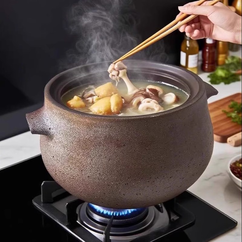 传统非遗砂锅无釉砂锅无涂层老式B土砂锅荥经砂锅耐高温厨房用具