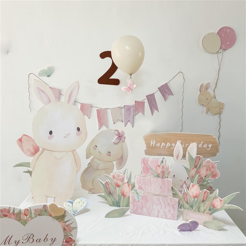 ins漫画风小清新动p物儿童周岁生日用品派对背景桌面kt板装饰布置