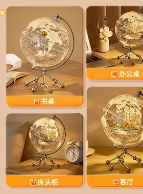 男孩女孩房间卧室装饰摆件生日礼物透明H地球仪宇航员太空人小夜