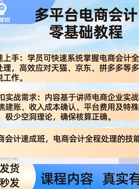 电商会计速成教程TBJD多多平台账务处理 涉税事项与ERP系统实操