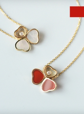 纯银高定开心心经典三瓣花项链