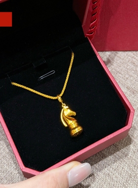 潮港福18K金骑士马项链一骑制胜