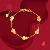 調太幅18K金葫芦龙鳞手链 女纯银福禄双全五花手饰黄金蜂巢送礼潮