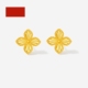 潮港福18K金满天星四叶草耳钉 女纯银车花几何花朵耳饰黄金送礼潮