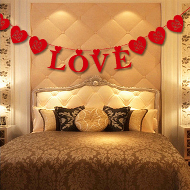 速发拉花床头拉花喜字爱心新景布置用品卧间客厅拉花房室背房墙喜