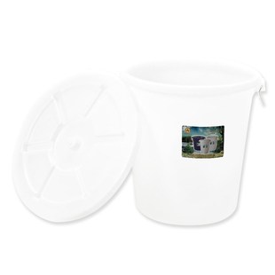 厨房家用酿酒发酵大水桶 圆形带盖白色储水塑料桶s 加厚塑胶垃圾