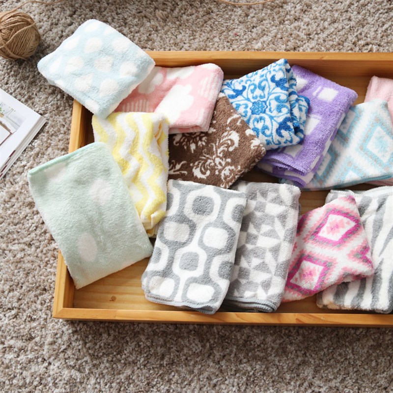 10条装出口珊瑚绒速干s吸水擦手巾面巾儿童小毛巾婴儿方巾幼儿园