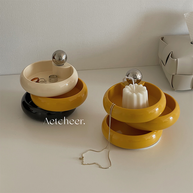 多层手饰品首饰收纳盒小型高级感ins风 耳环N化妆品梳妆台桌面整