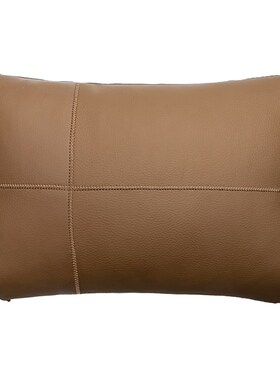 超纤皮革车载腰枕 30*40 z高级黑色真皮咖色腰枕棕色装饰设计