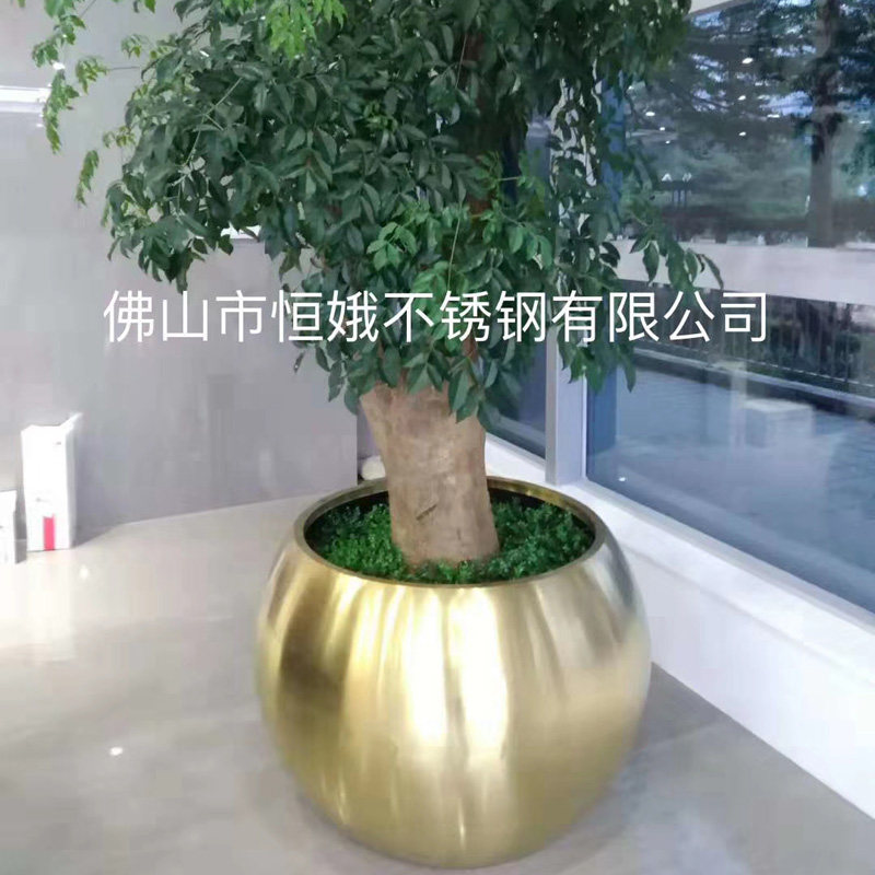 不锈钢花瓶 圆球花钵 金属花器 拉丝香槟金花盆W 球形花钵花盆,家居饰品,花盆,淘宝优惠券,粉丝福利购,淘宝优惠卷