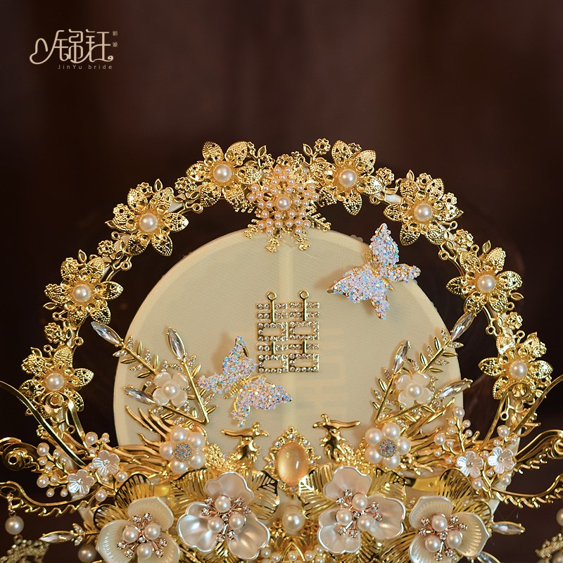 新娘手捧花团扇中国风汉服婚纱礼服D扇小红书成品出嫁扇送闺蜜喜