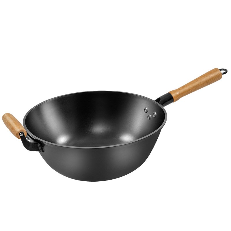 加深生铁炒锅老式铁锅家用t不粘炒菜锅加厚平底大铸铁锅电磁炉专