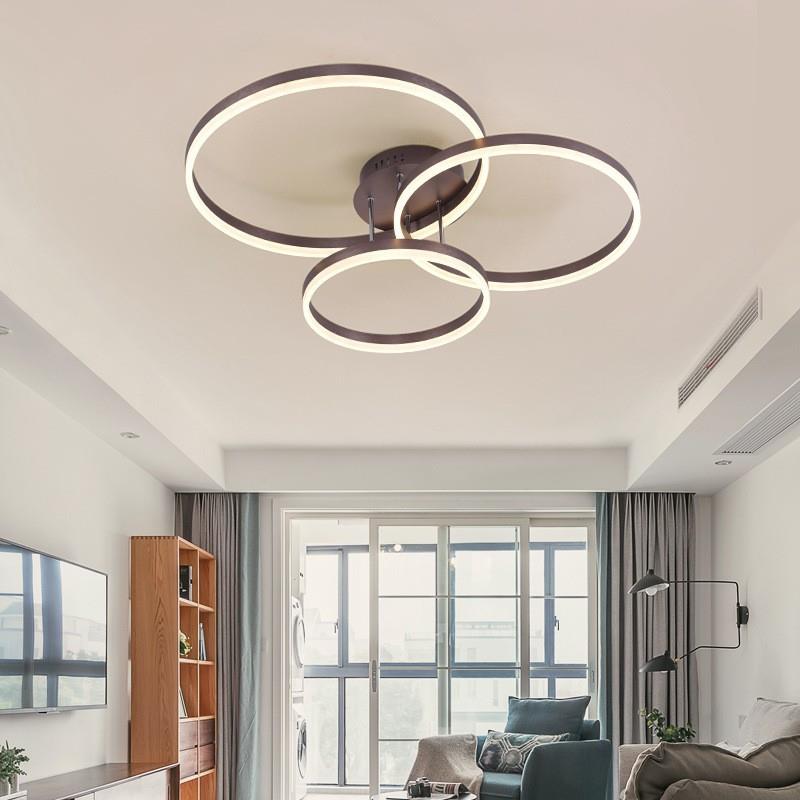 客厅灯创意北欧卧室灯简约现代圈圈铝材圆环形家用led吸顶灯