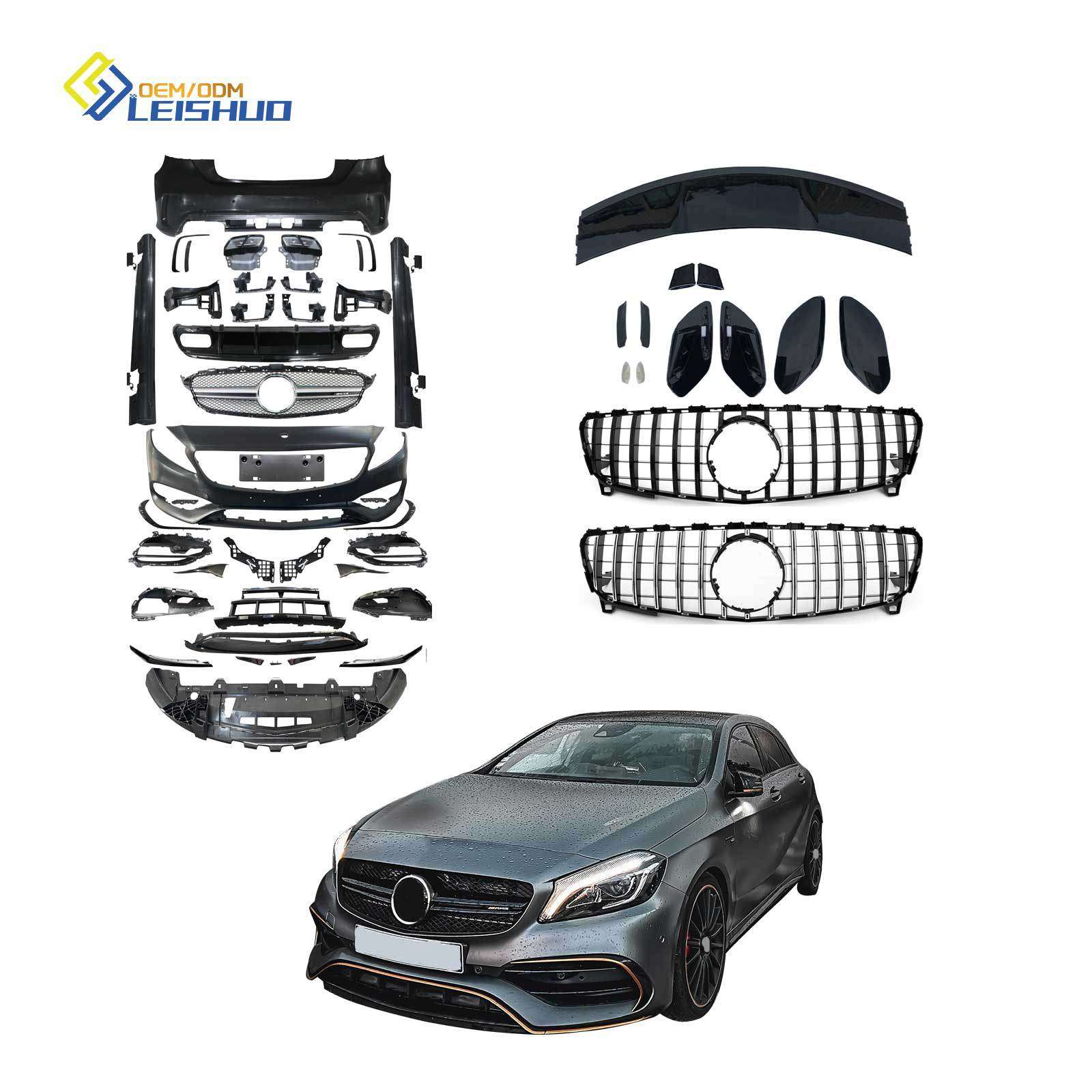 磊硕热销包含前后杠中网尾喉适用于奔驰A系W176后期改A45 AMG包围