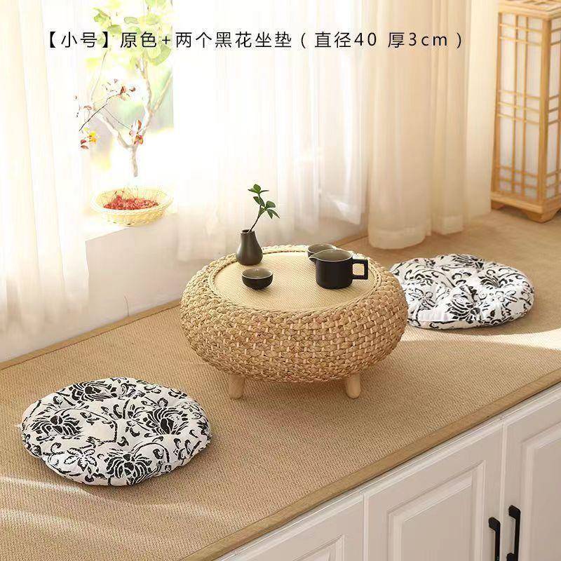 草藤编桌子阳台茶几飘窗小圆桌榻榻米储物矮桌卧室窗台地台炕桌