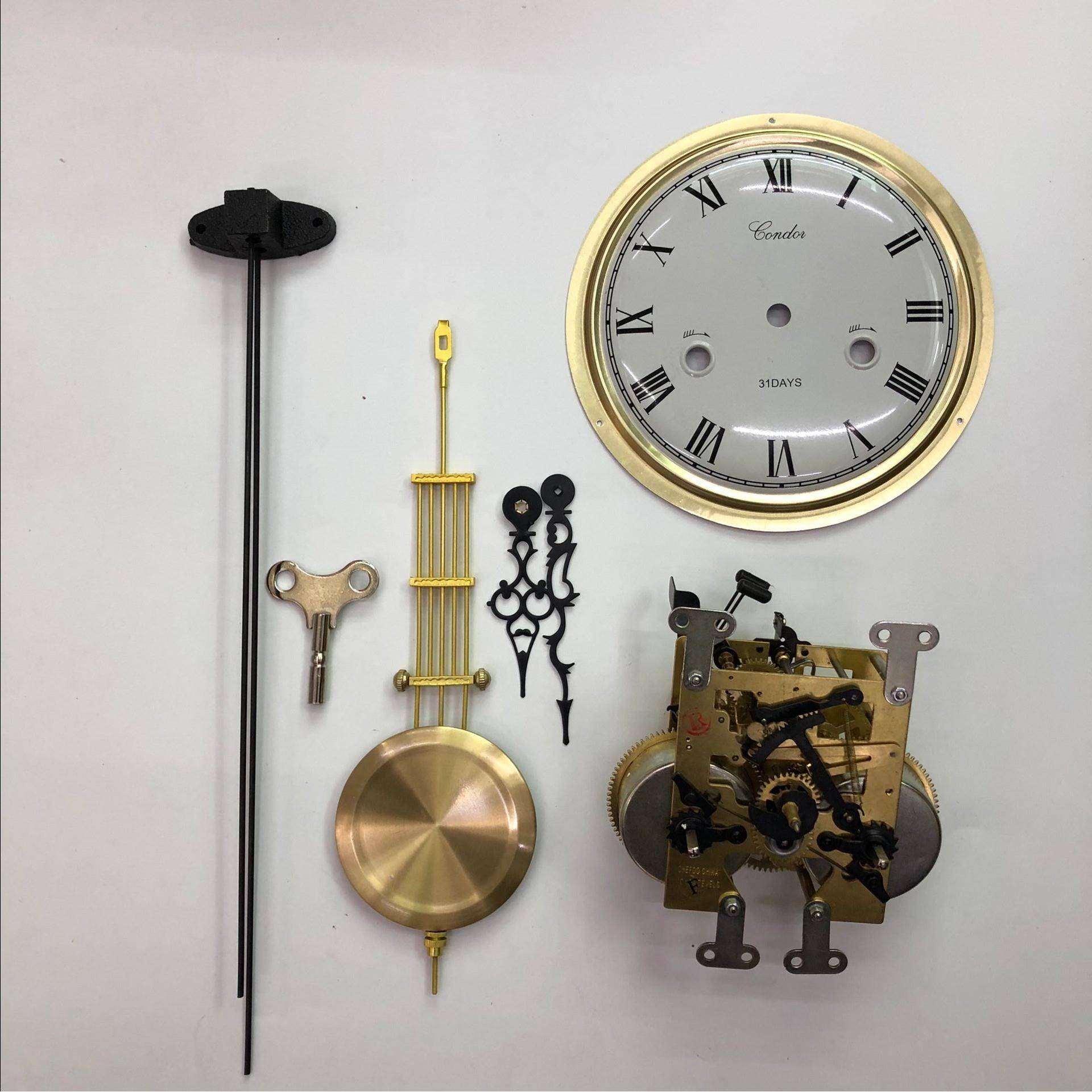 落地钟机械配件北极星立钟钟表31天机芯摆钟仿古全铜工艺发条式