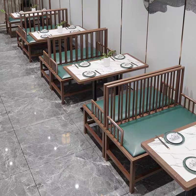 沙发餐厅新中式家具主题餐饮火锅靠墙铁卡座桌椅潮椅艺火锅店茶餐