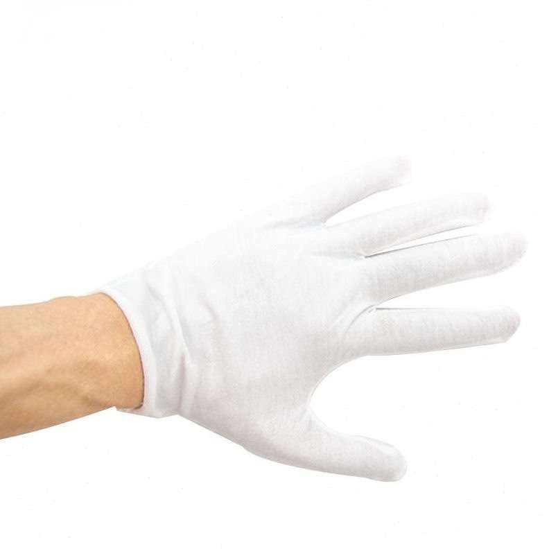 白手套礼仪棉布手套纱线作业接待工作手套文玩盘珠白