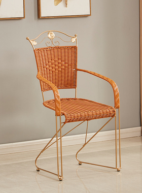 藤椅单人 insk办公电脑椅家用藤编铁艺阳台休闲桌椅麻将靠背弹跳