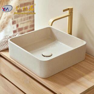 防水独立式仿真石头洗手盆小户型装水方形预制混凝土洗手槽洗脸盆