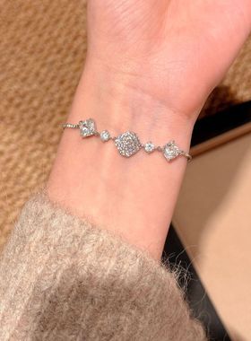 日本品质几何手链韩国东大门时尚手饰轻奢高级感天然锆石饰品圆形